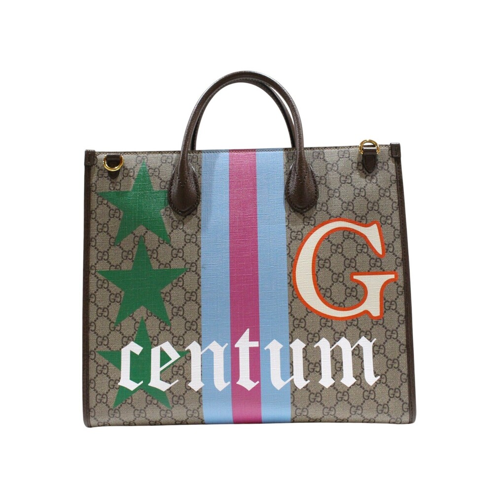 Gucci Bag Crossbody Shoulder Geometric Brown Leather GG Tote Strap Supreme